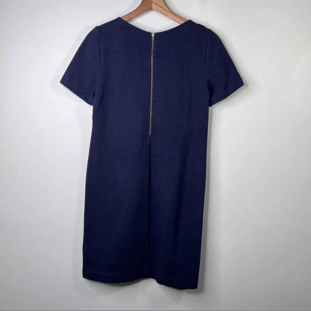 J. Crew Navy Striped Knit Short Sleeve Mini Shift Dress Size 0 *EUC* - Picture 4 of 9